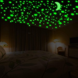 Meidong 361pcs Glow in The Dark Wall Stickers, Bright and Realistic Stars,Moon and Dots , Shining Decoration for children, Beautiful Wall Decals,DIY Decals for Kids Bedroom Room Ceiling (Green)